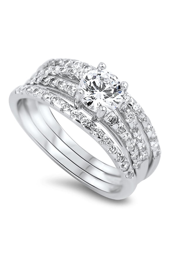 CHOOSE YOUR COLOR Clear CZ Round Solitaire Ring .925 Sterling Silver Band White Female Size 7