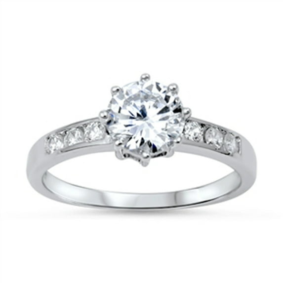 CHOOSE YOUR COLOR Clear CZ Shiny Bridal Engagement Ring .925 Sterling Silver Band White Female Size 4