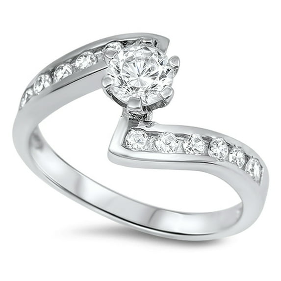 CHOOSE YOUR COLOR Clear CZ Solitaire Elegant Ring 925 Sterling Silver Band White Female Size 6