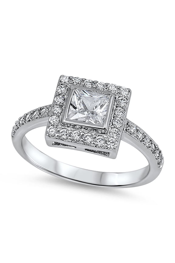 CHOOSE YOUR COLOR Clear CZ Solitaire Elegant Ring 925 Sterling Silver Band White Female Size 6