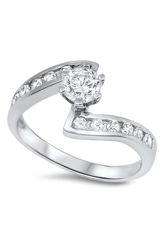 CHOOSE YOUR COLOR Clear CZ Solitaire Elegant Ring 925 Sterling Silver Band White Female Size 8