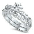 thumbnail image 1 of CHOOSE YOUR COLOR Clear CZ Solitaire Ring .925 Sterling Silver Band White Jewelry Female Size 5, 1 of 4