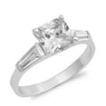 thumbnail image 1 of CHOOSE YOUR COLOR Clear CZ Square Solitaire Ring 925 Sterling Silver Band White Female Size 6, 1 of 4