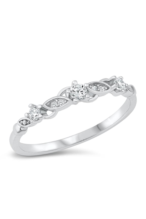 CHOOSE YOUR COLOR Clear CZ Stackable Ring .925 Sterling Silver Band White Jewelry Female Size 3