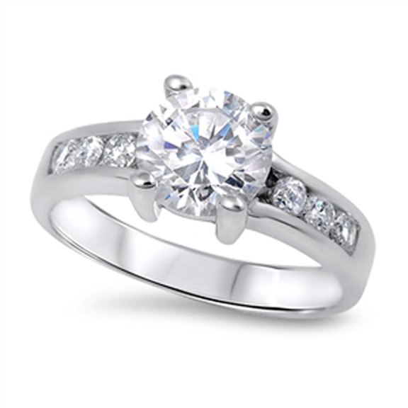 CHOOSE YOUR COLOR Clear CZ Unisex Wedding Engagement Ring .925 Sterling Silver Band White Female Size 10