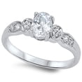 thumbnail image 1 of CHOOSE YOUR COLOR Clear CZ Vintage Bridal Engagement Ring .925 Sterling Silver Band White Female Size 6, 1 of 4