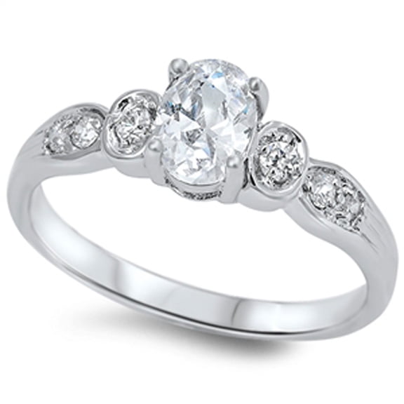 CHOOSE YOUR COLOR Clear CZ Vintage Bridal Engagement Ring .925 Sterling Silver Band White Female Size 9