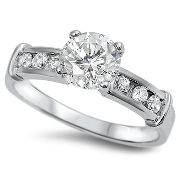 CHOOSE YOUR COLOR Clear CZ Wedding Engagement Bridal Ring .925 Sterling Silver Band White Female Size 5