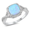 thumbnail image 1 of CHOOSE YOUR COLOR Clear CZ White Simulated Opal Infinity Ring .925 Sterling Silver Band Female Size 7, 1 of 4