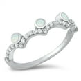 thumbnail image 1 of CHOOSE YOUR COLOR Clear CZ White Simulated Opal Princess Ring .925 Sterling Silver Female Size 10, 1 of 4