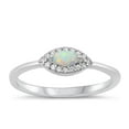 thumbnail image 1 of CHOOSE YOUR COLOR Clear CZ White Simulated Opal Ring .925 Sterling Silver Eye Band Female Size 6, 1 of 4