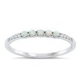 thumbnail image 1 of CHOOSE YOUR COLOR Clear CZ White Simulated Opal Stacking Ring .925 Sterling Silver Band Female Size 5, 1 of 4