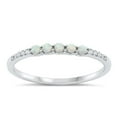 thumbnail image 1 of CHOOSE YOUR COLOR Clear CZ White Simulated Opal Stacking Ring .925 Sterling Silver Band Female Size 7, 1 of 4