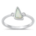 thumbnail image 1 of CHOOSE YOUR COLOR Clear CZ White Simulated Opal Triangle Ring Sterling Silver Band Female Size 6, 1 of 4