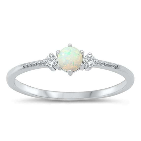 CHOOSE YOUR COLOR Clear CZ White Simulated Opal Wholesale Ring .925 Sterling Silver Band Female Size 9