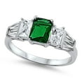 thumbnail image 1 of CHOOSE YOUR COLOR Clear Cubic Zirconia Solitaire Ring .925 Sterling Silver Band Green Female Size 10, 1 of 4