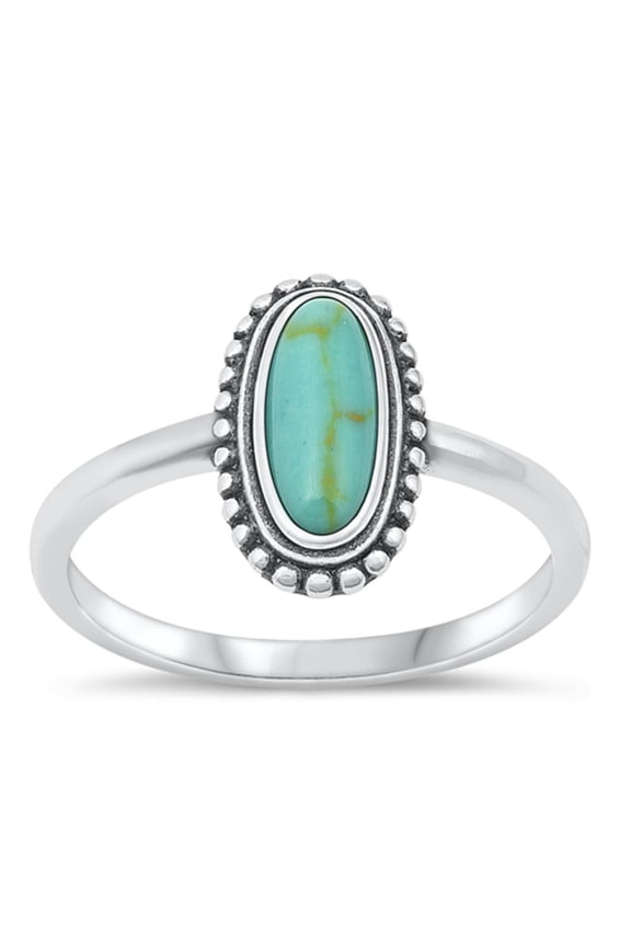 CHOOSE YOUR COLOR Cocktail Bali Simulated Turquoise Ring .925 Sterling Silver Band Blue CZ Female Size 5