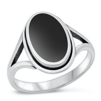 CHOOSE YOUR COLOR Cocktail Simulated Black Onyx Ring .925 Sterling Silver Band CZ Female Size 6