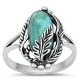 thumbnail image 1 of CHOOSE YOUR COLOR Cocktail Simulated Turquoise Wholesale Leaf Ring .925 Sterling Silver Band Blue CZ Female Size 7, 1 of 4