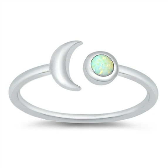 CHOOSE YOUR COLOR Crescent Moon Sun Celestial .925 Sterling Silver Band White CZ Female Size 10