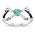 thumbnail image 1 of CHOOSE YOUR COLOR Cupid Arrow Simulated Turquoise Promise Heart Ring .925 Sterling Silver Band Blue CZ Female Size 4, 1 of 4