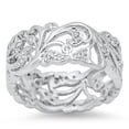thumbnail image 1 of CHOOSE YOUR COLOR Cutout Eternity White CZ Ring .925 Sterling Silver Band Jewelry Female Size 5, 1 of 4