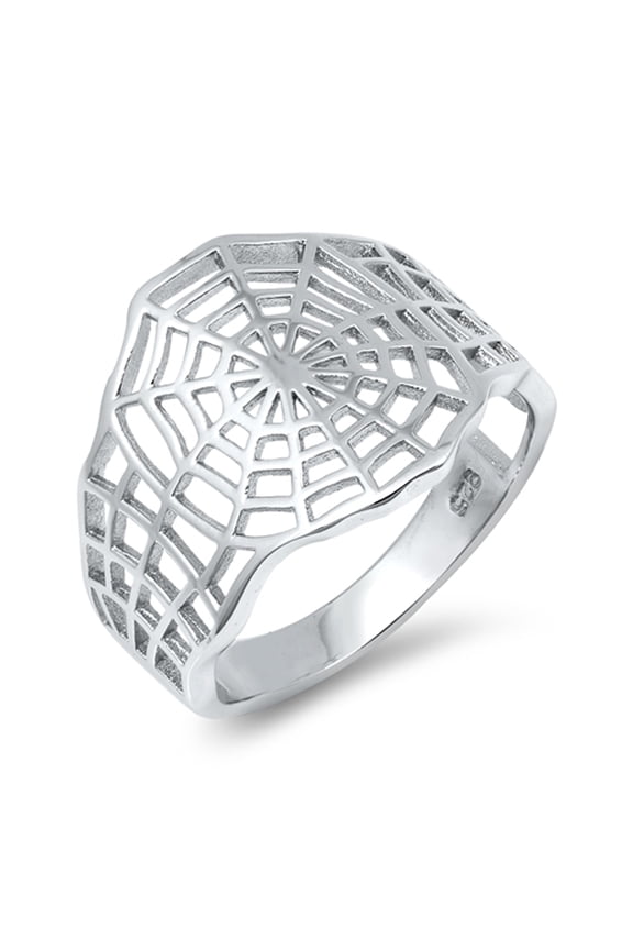 CHOOSE YOUR COLOR Cutout Spider Web Ring .925 Sterling Silver Band Jewelry Female Male Unisex Size 6