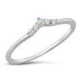 thumbnail image 1 of CHOOSE YOUR COLOR Dainty Fantasy Promise Ring White Simulated Opal .925 Sterling Silver Band CZ Female Size 9, 1 of 4