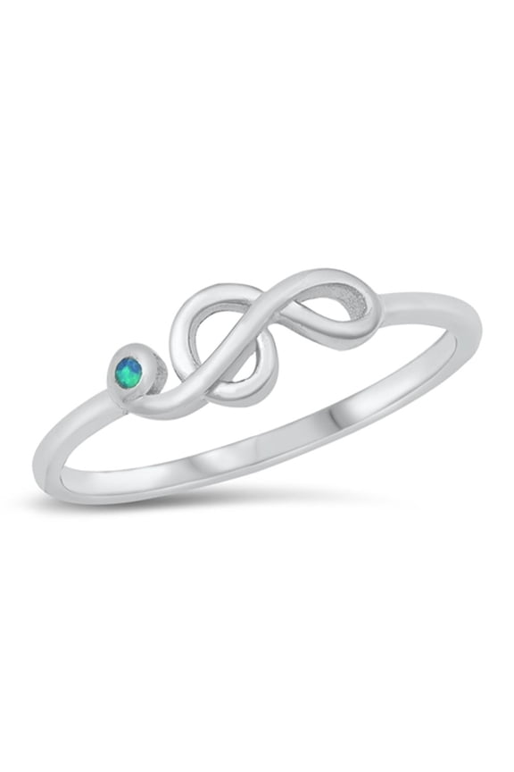 CHOOSE YOUR COLOR Elegant Clef Music Note Ring Blue Simulated Opal .925 Sterling Silver Band CZ Female Size 10