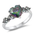 thumbnail image 1 of CHOOSE YOUR COLOR Elegant Heart Multi-color CZ Promise Sterling Silver Ring Black Female Size 10, 1 of 4
