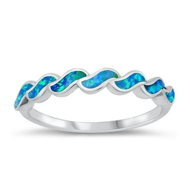 CHOOSE YOUR COLOR Elegant Modern Swirl Ring .925 Sterling Silver Band Blue CZ Female Size 9