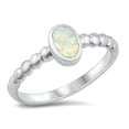 thumbnail image 1 of CHOOSE YOUR COLOR Elegant Oval White Simulated Opal Ring .925 Sterling Silver CZ Female Size 10, 1 of 4