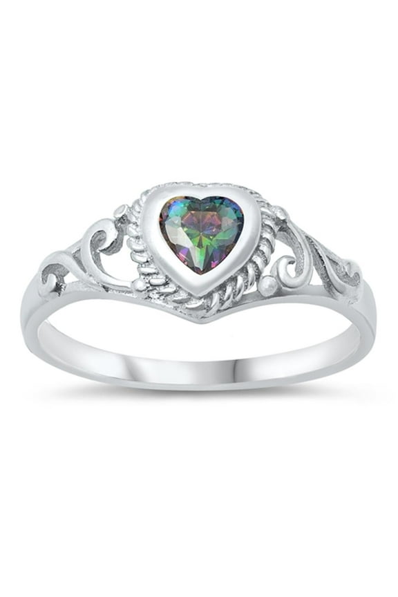 CHOOSE YOUR COLOR Elegant Promise Ring .925 Sterling Silver Band Black CZ Jewelry Female Size 7