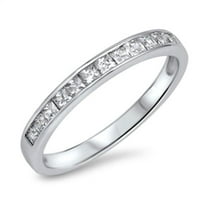 CHOOSE YOUR COLOR Elegant Stackable Sterling Silver Wedding Band Ring White CZ Female Size 9
