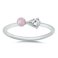 thumbnail image 1 of CHOOSE YOUR COLOR Elegant Vintage Style Teardrop Engagement Sterling Silver Band White CZ Female Size 7, 1 of 4