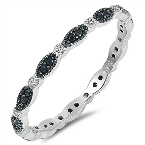 CHOOSE YOUR COLOR Eternity Alternating Clear CZ Stackable Ring 925 Sterling Silver Band White Female Size 6