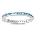 thumbnail image 1 of CHOOSE YOUR COLOR Eternity Blue Simulated Sapphire Ring .925 Sterling Silver Band CZ Female Size 8, 1 of 4