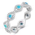 thumbnail image 1 of CHOOSE YOUR COLOR Eternity Evil Eye Clear CZ Blue Simulated Opal Ring Sterling Silver Band White Female Size 5, 1 of 4