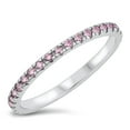 thumbnail image 1 of CHOOSE YOUR COLOR Eternity Pink CZ Wholesale Stacking Ring .925 Sterling Silver Band Female Size 7, 1 of 4