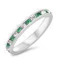 thumbnail image 1 of CHOOSE YOUR COLOR Eternity Simulated Emerald Stackable Ring .925 Sterling Silver Band Green CZ Female Size 10, 1 of 4
