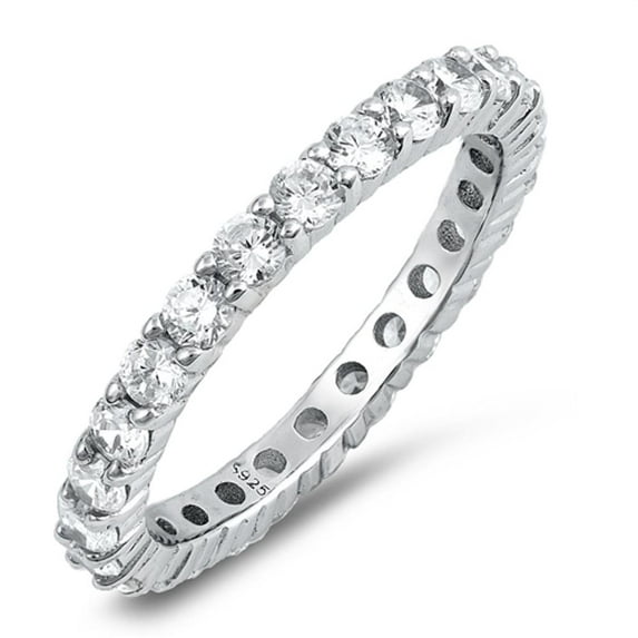 CHOOSE YOUR COLOR Eternity Stackable Clear CZ Wholesale Ring .925 Sterling Silver Band White Female Size 5