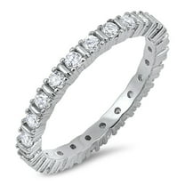 CHOOSE YOUR COLOR Eternity Stackable White CZ Wedding Ring .925 Sterling Silver Band Female Size 8
