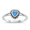thumbnail image 1 of CHOOSE YOUR COLOR Fancy Bali Blue Simulated Opal Ring 925 Sterling Silver Heart Band CZ Female Size 7, 1 of 4