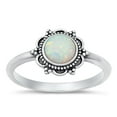 thumbnail image 1 of CHOOSE YOUR COLOR Fancy Bali White Simulated Opal Ring .925 Sterling Silver Band CZ Female Size 5, 1 of 4