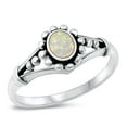 thumbnail image 1 of CHOOSE YOUR COLOR Fancy Bali White Simulated Opal Ring .925 Sterling Silver Band CZ Female Size 7, 1 of 4