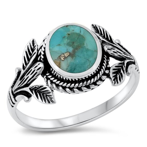 CHOOSE YOUR COLOR Fancy Cocktail Simulated Turquoise Ring .925 Sterling Silver Band Blue CZ Female Size 8
