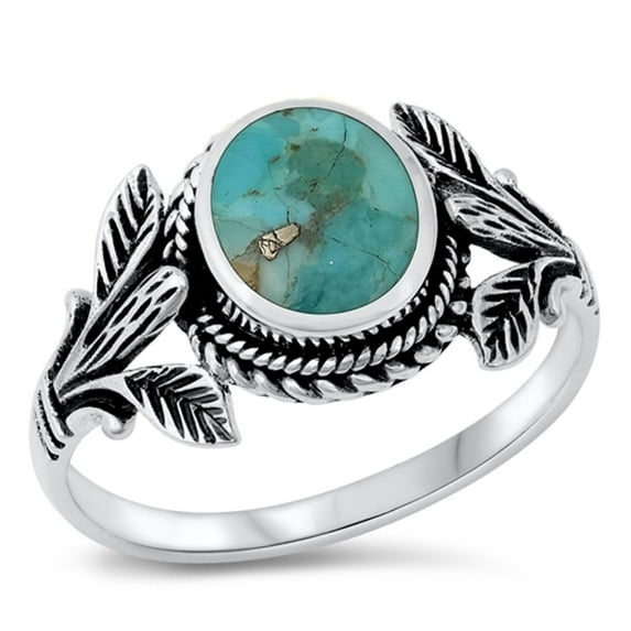 CHOOSE YOUR COLOR Fancy Cocktail Simulated Turquoise Ring .925 Sterling Silver Band Blue CZ Female Size 9