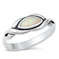 thumbnail image 1 of CHOOSE YOUR COLOR Fancy Knot White Simulated Opal Ring .925 Sterling Silver Band CZ Female Size 8, 1 of 4