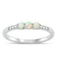 thumbnail image 1 of CHOOSE YOUR COLOR Fancy White CZ White Simulated Opal Ring .925 Sterling Silver Band Female Size 7, 1 of 4