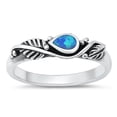 thumbnail image 1 of CHOOSE YOUR COLOR Feather Blue Simulated Opal Wholesale Ring .925 Sterling Silver Band CZ Female Size 8, 1 of 4